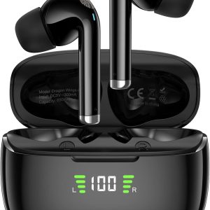 Dragon Wings A1 True Wireless ANC Earbuds, Obsidian Black Bluetooth 5.2 Headphones