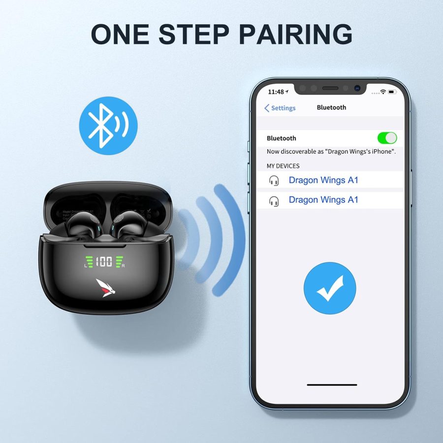 Fingerprint Smart Touch Control Wireless Headphones Hands Free